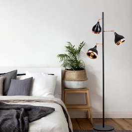 Opviq Yıldo - 7021 Lámpara de pie Negro y Cobre
